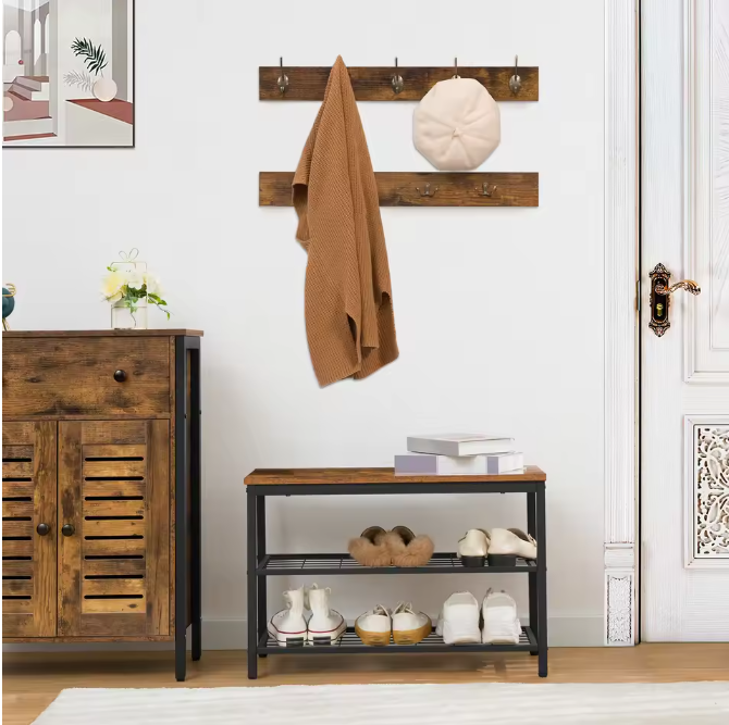 Kapstok met Schoenenbank – 9 Haken, Opbergrek en Stabiel Metaalframe