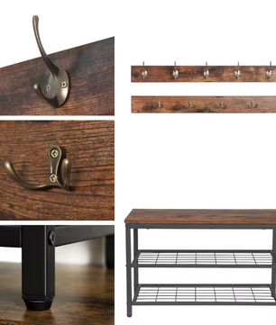 Kapstok met Schoenenbank – 9 Haken, Opbergrek en Stabiel Metaalframe