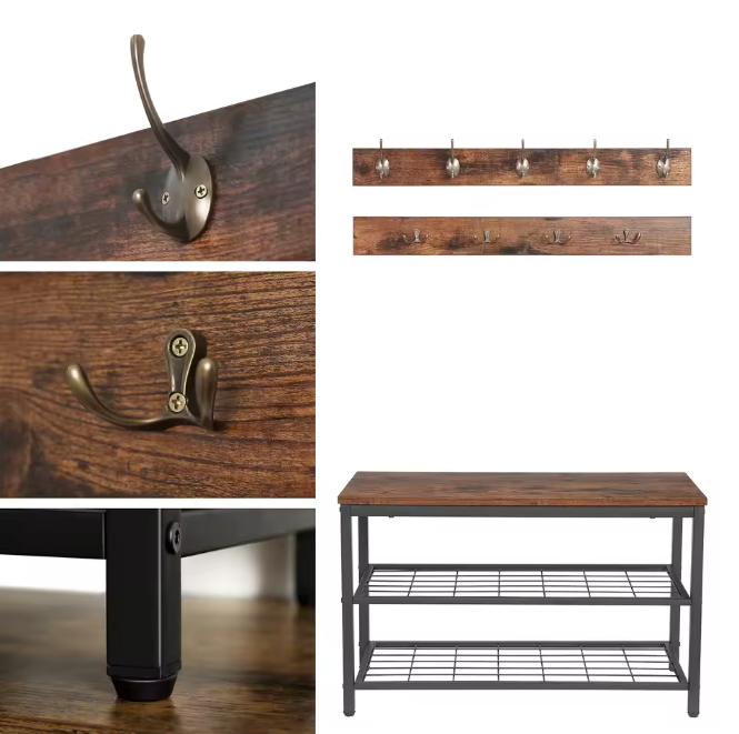 Kapstok met Schoenenbank – 9 Haken, Opbergrek en Stabiel Metaalframe