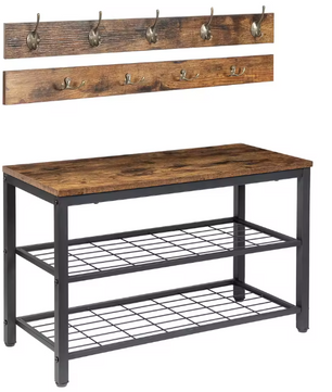 Kapstok met Schoenenbank – 9 Haken, Opbergrek en Stabiel Metaalframe