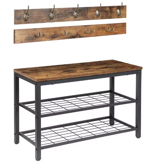 Kapstok met Schoenenbank – 9 Haken, Opbergrek en Stabiel Metaalframe