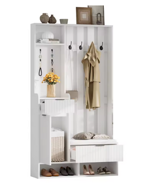 6-in-1 Kapstok met Bank, Laden en Kledingkast – Complete Halopberger