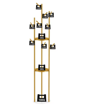 Metalen Kapstokstandaard met Marmeren Voet – 3 Planken en 9 Haken