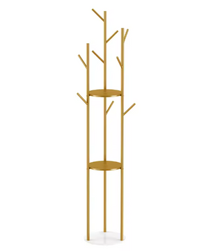 Metalen Kapstokstandaard met Marmeren Voet – 3 Planken en 9 Haken