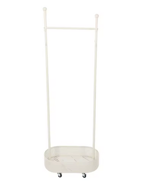 Witte Vrijstaande Kapstok met Mand – Met Wielen en Opbergruimte