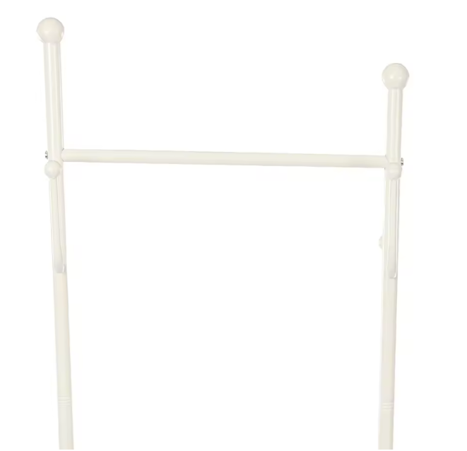 Witte Vrijstaande Kapstok met Mand – Met Wielen en Opbergruimte