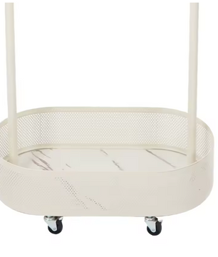 Witte Vrijstaande Kapstok met Mand – Met Wielen en Opbergruimte