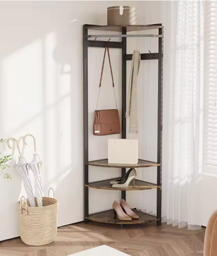 Hoekkapstok met Schoenenbank – 6 Dubbele Haken en Hoekkledingrek