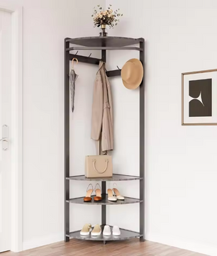 Hoekkapstok met Schoenenbank – 6 Dubbele Haken en Hoekkledingrek