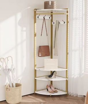 Hoekkapstok met Schoenenbank – 6 Dubbele Haken en Hoekkledingrek