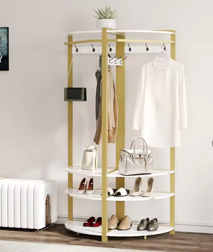 Hoekkapstok met Schoenenbank – 6 Dubbele Haken en Hoekkledingrek