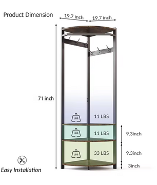 Hoekkapstok met Schoenenbank – 6 Dubbele Haken en Hoekkledingrek