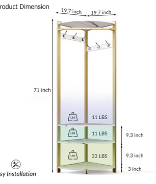 Hoekkapstok met Schoenenbank – 6 Dubbele Haken en Hoekkledingrek