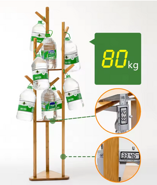 Bamboe Kapstok met 9 Haken – 3-Laags Plank en Vrijstaand Ontwerp