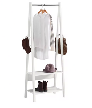 Vrijstaande Jurkenstandaard – Kapstok met Jurkbar en 2 Planken