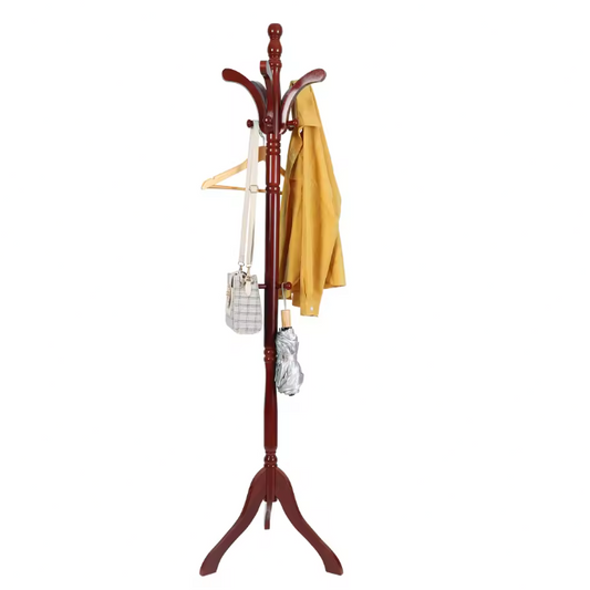 Houten Verstelbare Kapstokstandaard – Vrijstaande Halboom met Kledingstang