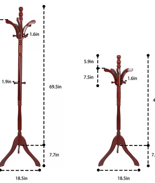 Houten Verstelbare Kapstokstandaard – Vrijstaande Halboom met Kledingstang