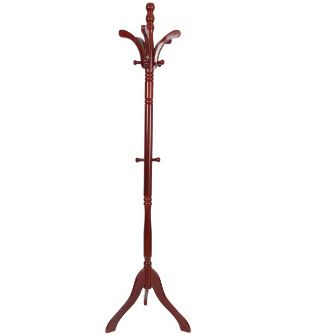 Houten Verstelbare Kapstokstandaard – Vrijstaande Halboom met Kledingstang