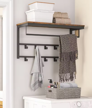 Wandkapstok met Plank – 10 Haken en Wandrek voor Hal en Woonkamer