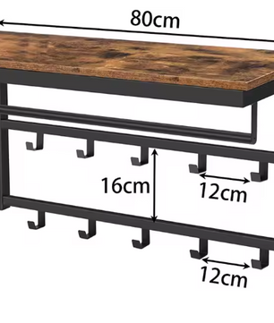 Wandkapstok met Plank – 10 Haken en Wandrek voor Hal en Woonkamer