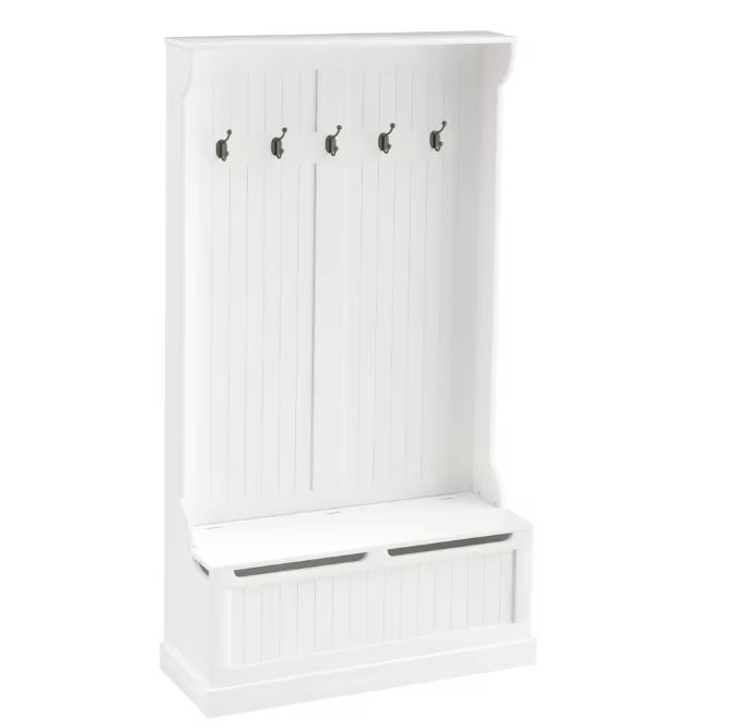 Kapstok met Bank – 3-in-1 Halmeubel met Opbergruimte en 5 Haken