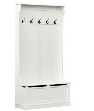 Kapstok met Bank – 3-in-1 Halmeubel met Opbergruimte en 5 Haken