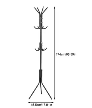 Metalen Kapstok met 10 Haken – Vrijstaande Boomstandaard voor Hoeden en Jassen