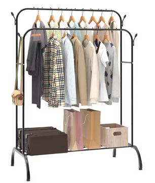 Dubbelpolig Kledingrek – Vrijstaand Droog- en Opbergrek met Zijhaken