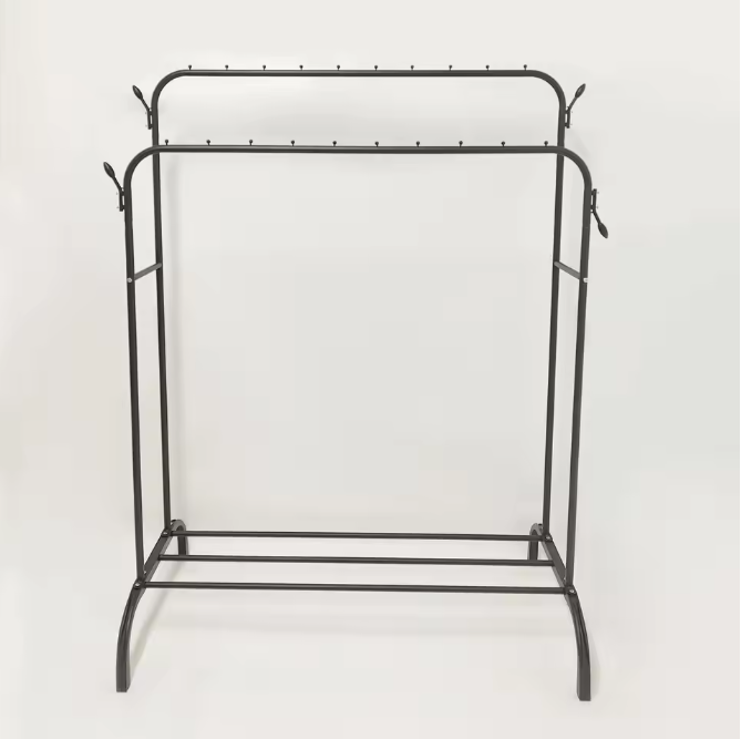 Dubbelpolig Kledingrek – Vrijstaand Droog- en Opbergrek met Zijhaken