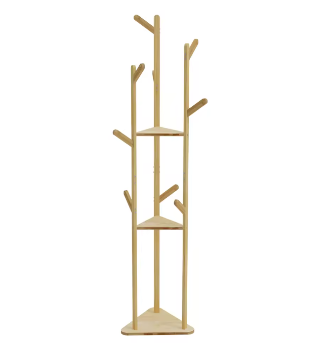 Bamboe Kapstok met 10 Haken – Vrijstaande Kleerhanger met Plank