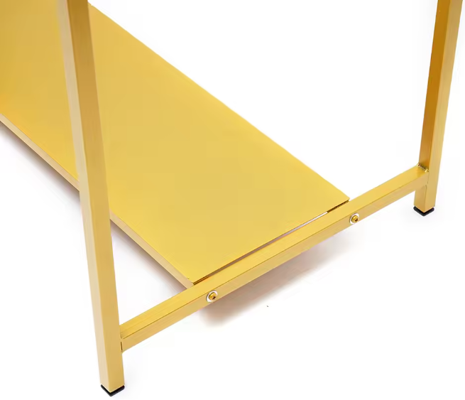 Goud Kledingrek met Plank – Stevig Vrijstaand Rek voor Jurken en Tassen