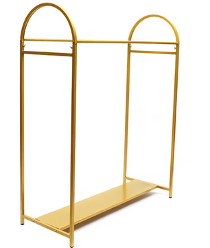 Goud Kledingrek met Plank – Stevig Vrijstaand Rek voor Jurken en Tassen
