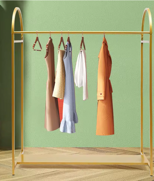 Goud Kledingrek met Plank – Stevig Vrijstaand Rek voor Jurken en Tassen