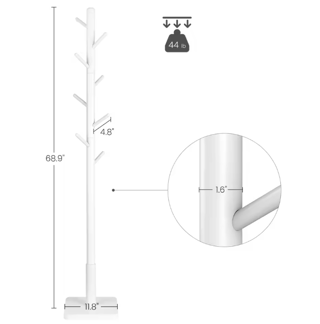 Massief Houten Kapstok – Vrijstaande Boomstandaard met 8 Haken
