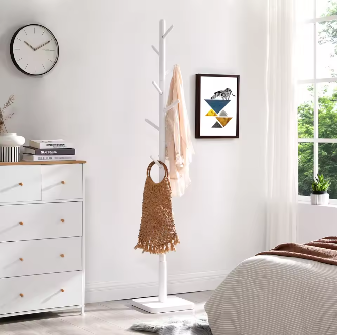 Massief Houten Kapstok – Vrijstaande Boomstandaard met 8 Haken