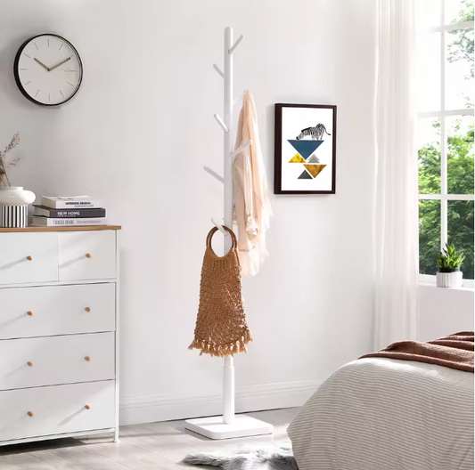 Massief Houten Kapstok – Vrijstaande Boomstandaard met 8 Haken