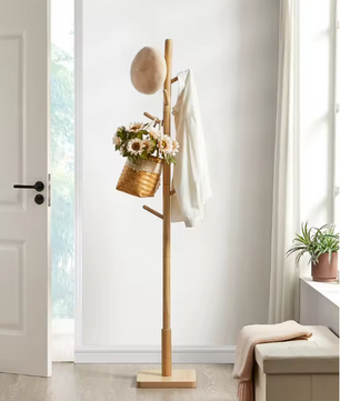 Massief Houten Kapstok – Vrijstaande Boomstandaard met 8 Haken