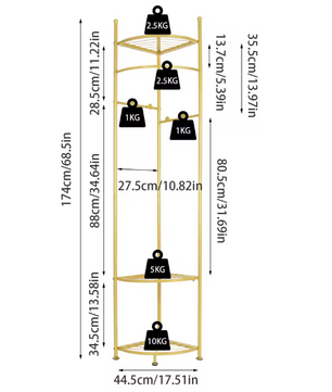 Gouden Hoekkapstok – Vrijstaand Kledingrek met Planken en Haken