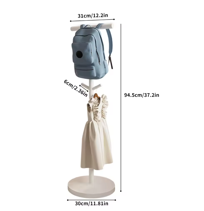 Vrijstaande Kinderkapstok – Metalen Kledinghanger voor Jassen en Tassen