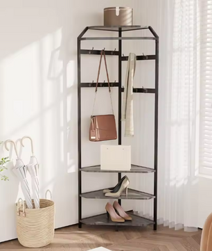 Hoekkapstok met Bank – 3-laags Schoenenrek en 12 Haken