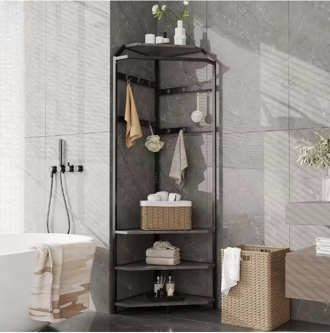 Hoekkapstok met Bank – 3-laags Schoenenrek en 12 Haken