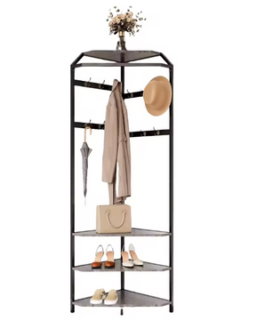 Hoekkapstok met Bank – 3-laags Schoenenrek en 12 Haken