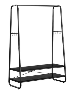 Vrijstaande Jurkenstandaard met Planken – 6 Haken en Stalen Frame