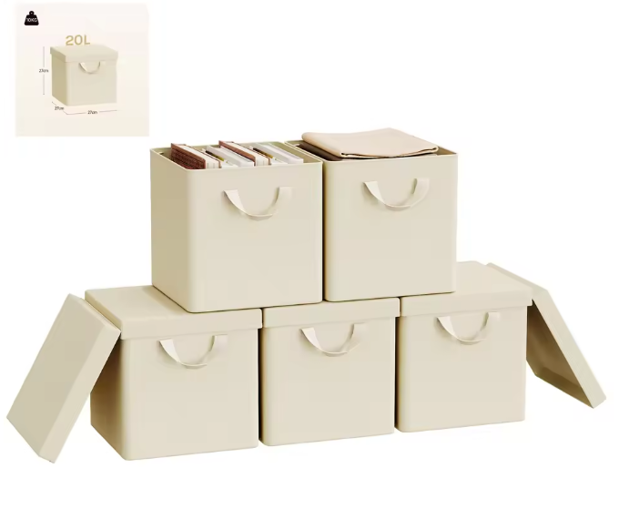 Opvouwbare Opbergboxen met Deksel – 3/5-delige Set voor Kast en Slaapkamer