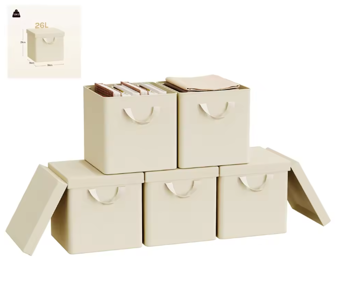 Opvouwbare Opbergboxen met Deksel – 3/5-delige Set voor Kast en Slaapkamer