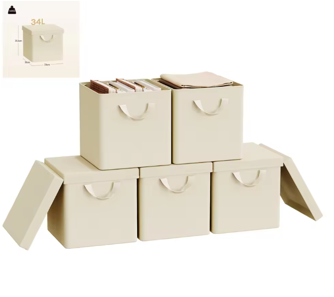 Opvouwbare Opbergboxen met Deksel – 3/5-delige Set voor Kast en Slaapkamer