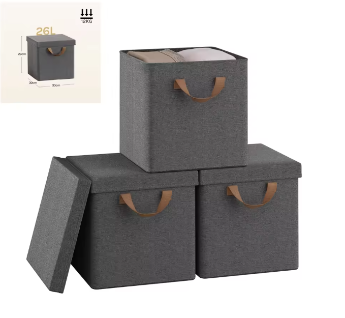 Opvouwbare Opbergboxen met Deksel – 3/5-delige Set voor Kast en Slaapkamer