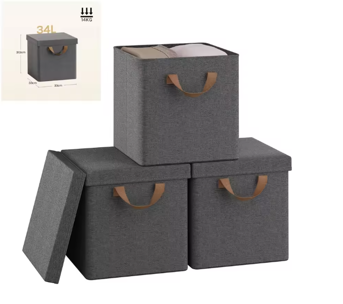 Opvouwbare Opbergboxen met Deksel – 3/5-delige Set voor Kast en Slaapkamer