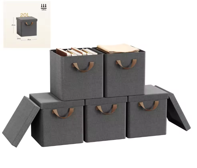 Opvouwbare Opbergboxen met Deksel – 3/5-delige Set voor Kast en Slaapkamer