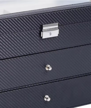 18-Vaks Brillenorganizer – Moderne Opbergdoos met 3 Lagen en Glazen Deksel